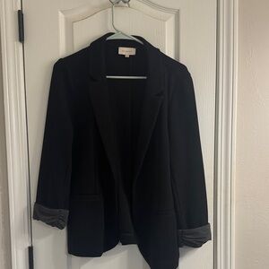 Skies Are Blue Black Blazer with Gray Accents